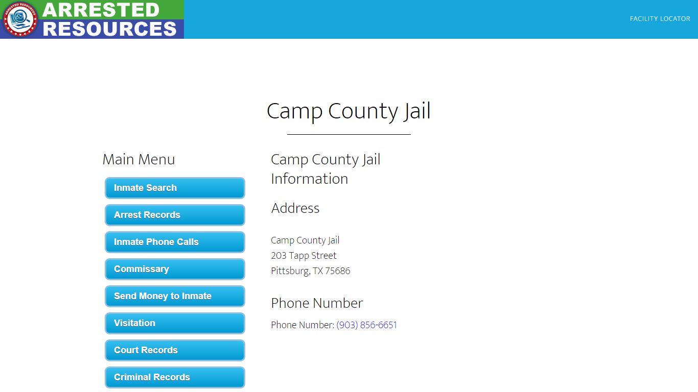 Camp County Jail - Inmate Search - Pittsburg, TX - Arrested Resources